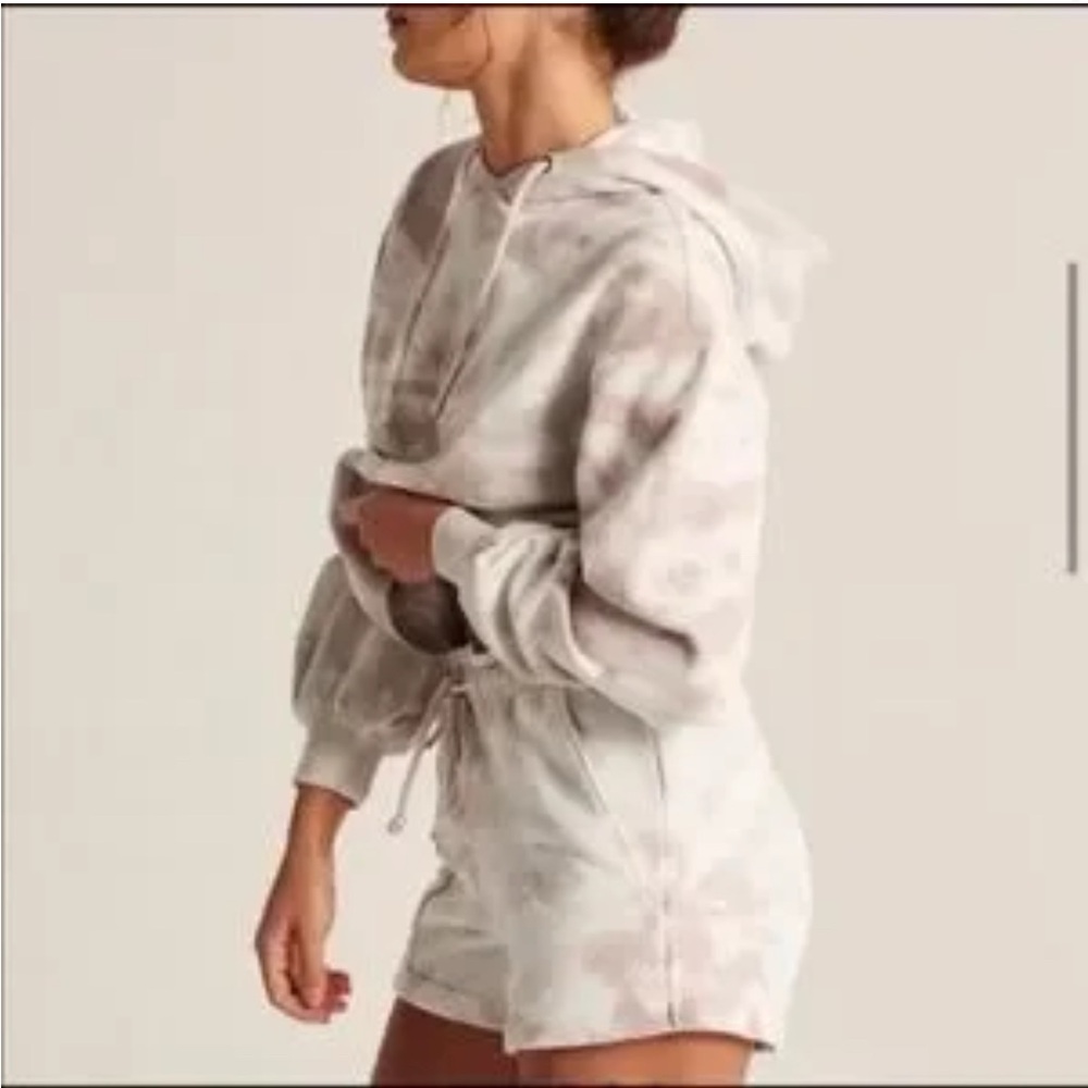 Abercrombie & Fitch Womens Hoodie Taupe Cinched Fleece Popover Set